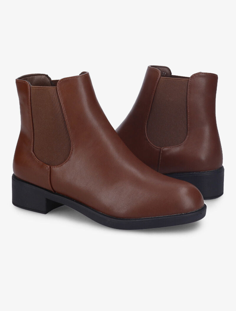 Chelsea boots en simili à semelle contrastante - Marron - 5