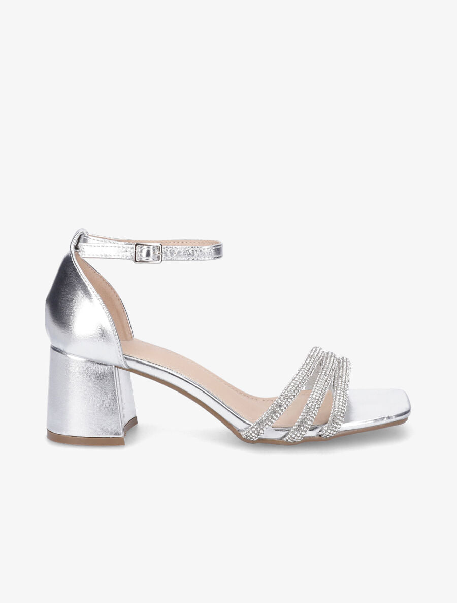 Sandales mi-hautes à strass - Argent - 5