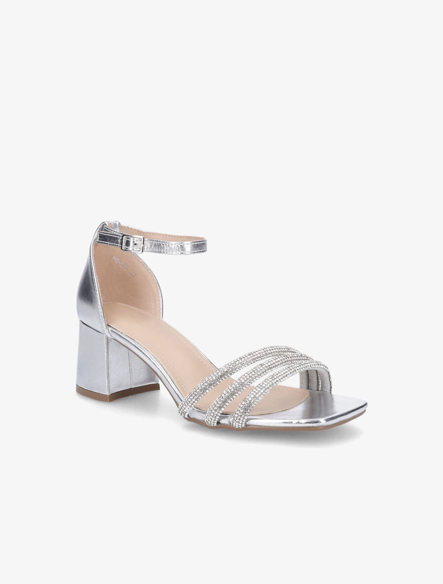 Sandales mi-hautes à strass - Argent - 2
