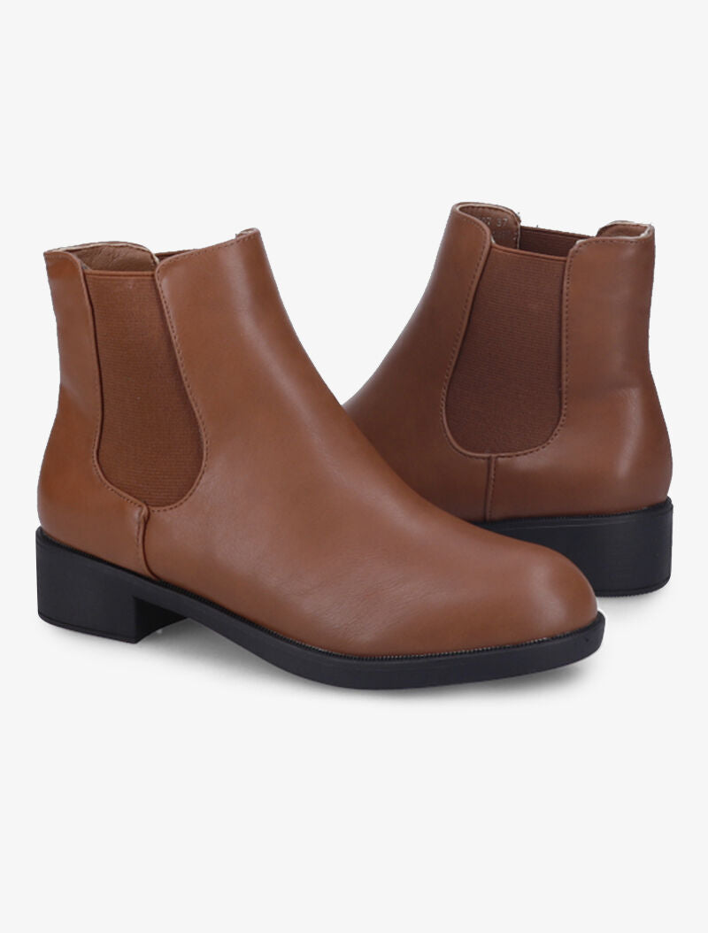 Chelsea boots en simili à semelle contrastante - Camel - 1