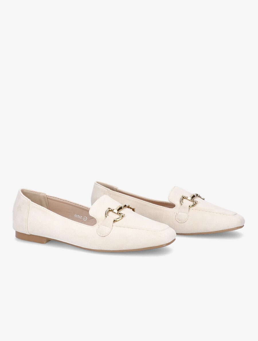 Mocassins à boucle en suédine - Beige - 4
