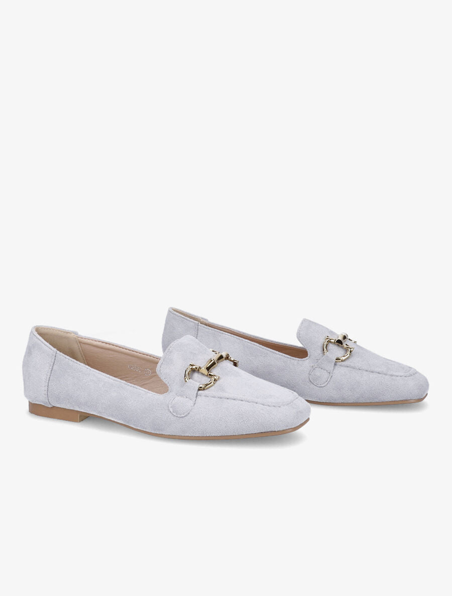 Mocassins à boucle en suédine - Bleu clair - 4