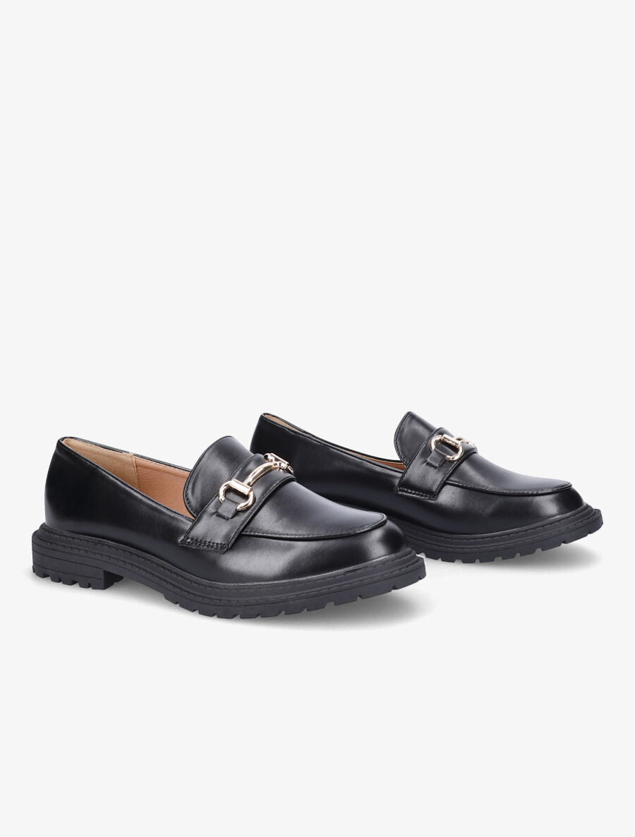 Mocassins en simili et boucle - Noir - 4