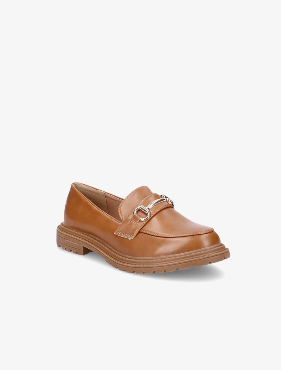 Mocassins en simili et boucle - Camel - 2