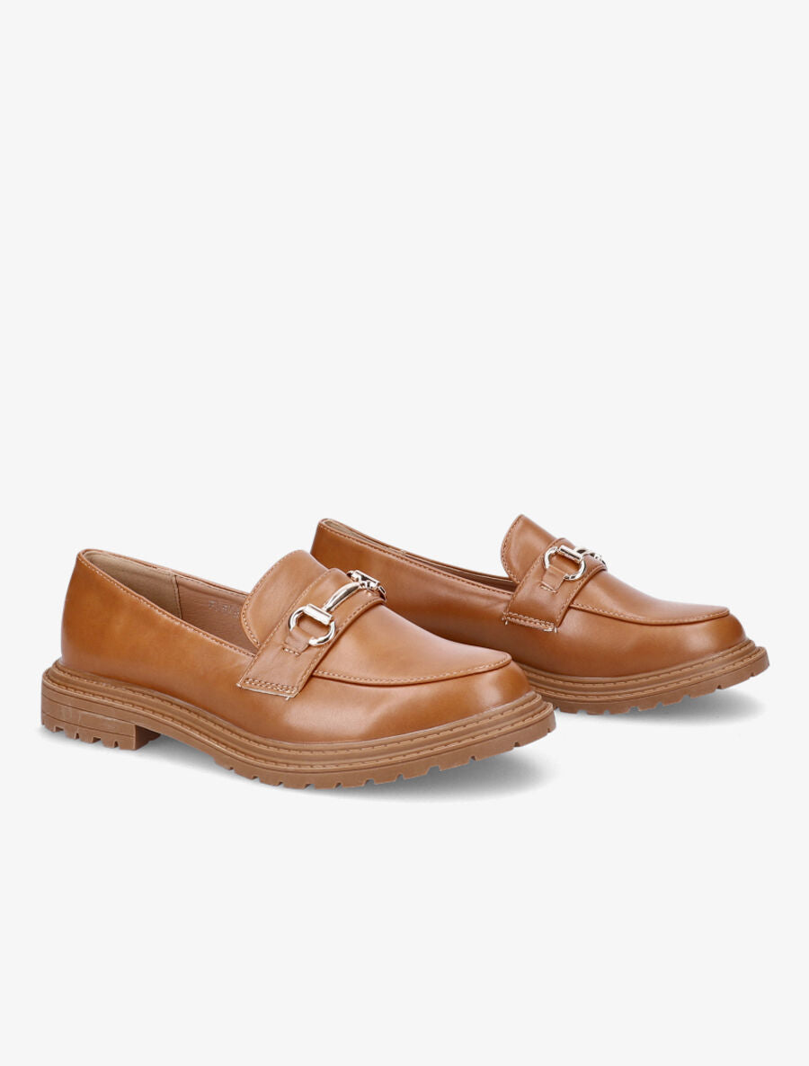Mocassins en simili et boucle - Camel - 4
