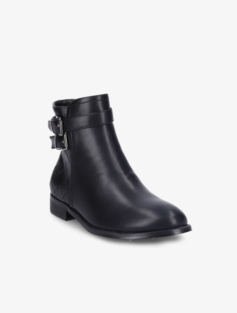 Bottines à contrefort effet osier à boucles - Noir - 3