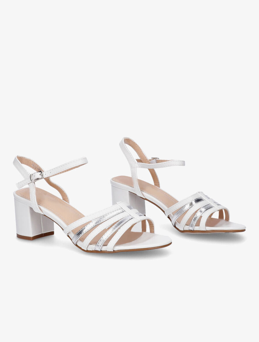 Sandales en simili à multi brides - Blanc - 4
