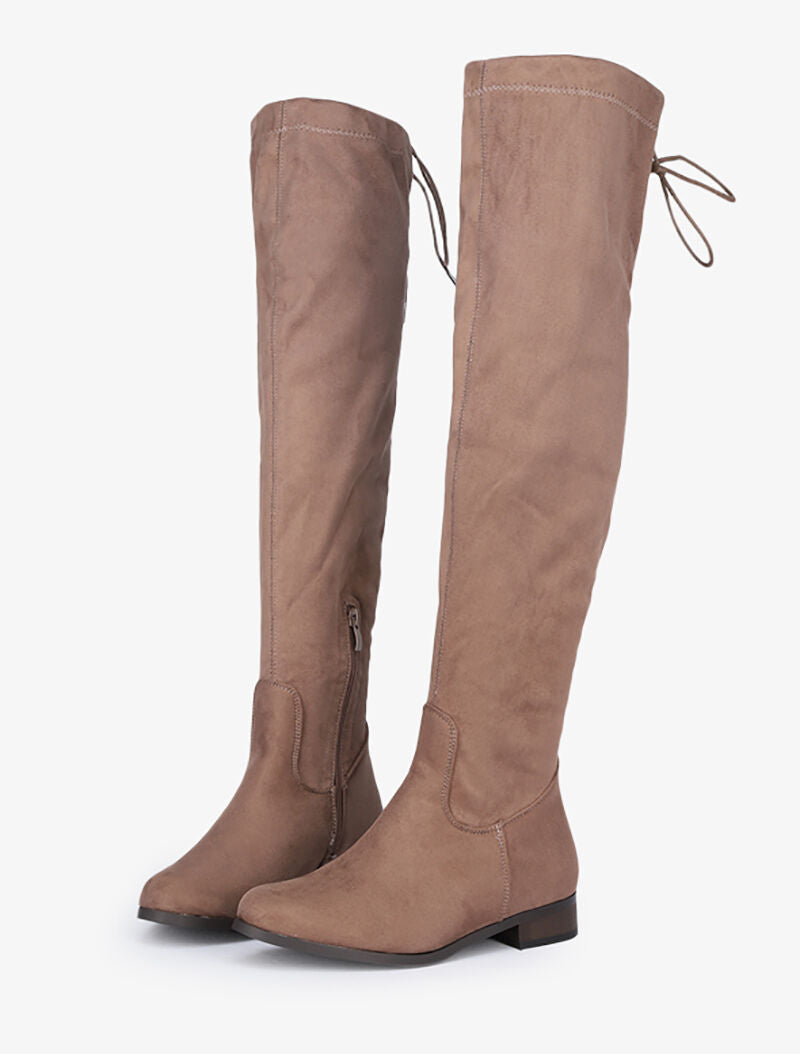 Cuissardes en suédine à cordon de serrage - Taupe - 1