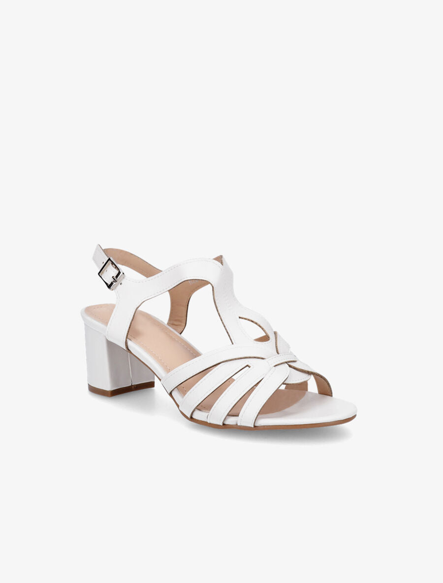 Sandales en simili à brides fantaisies - Blanc - 2