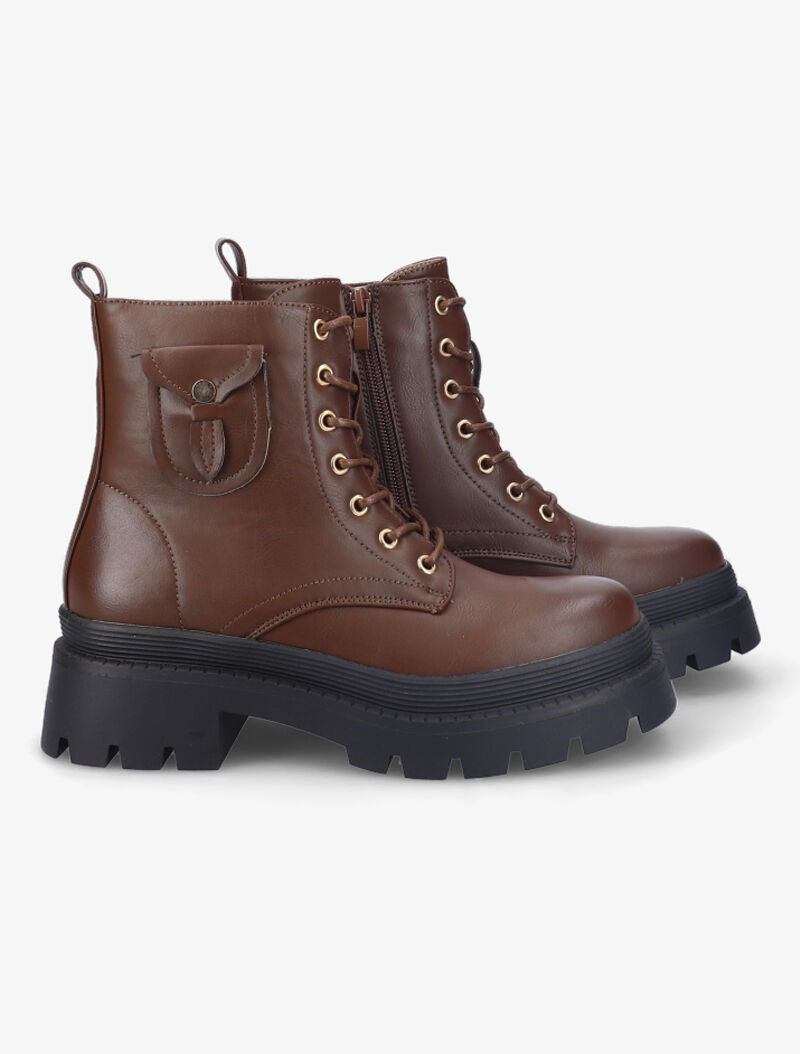 Bottines à pochette décorative stylisée - Marron - 5