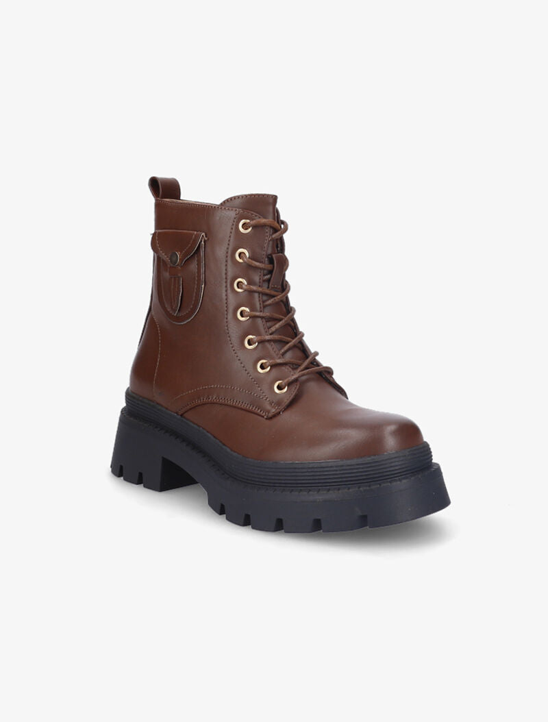 Bottines à pochette décorative stylisée - Marron - 3