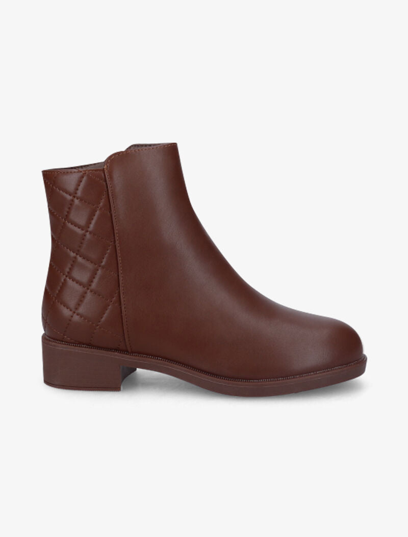 Bottines plates à contrefort matelassé - Marron - 2