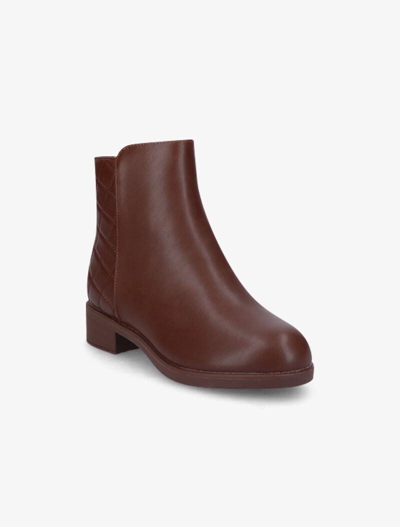 Bottines plates à contrefort matelassé - Marron - 3