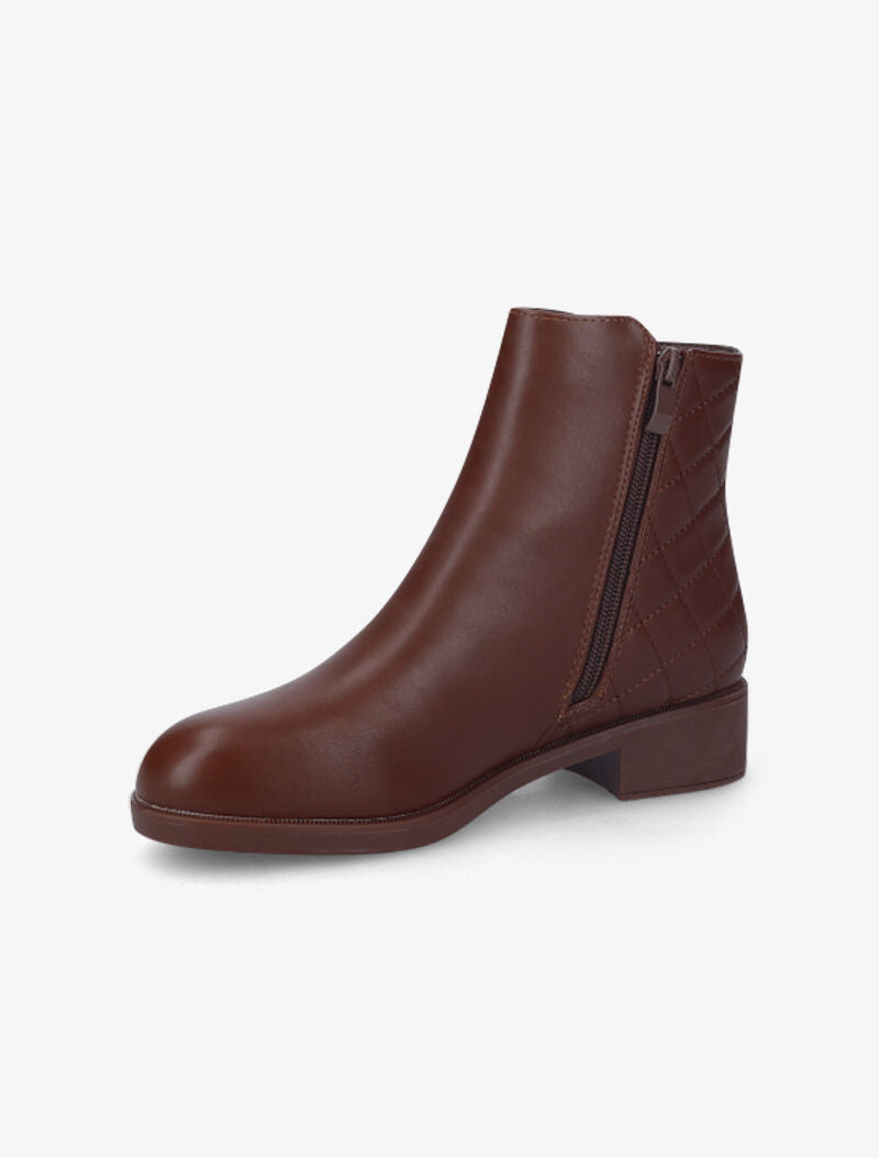 Bottines plates à contrefort matelassé - Marron - 4