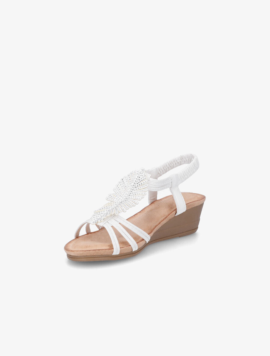 Sandales compensées bride à strass - Blanc - 3