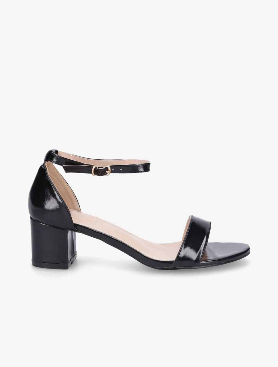 Sandales vernies en simili à talon - Noir - 1