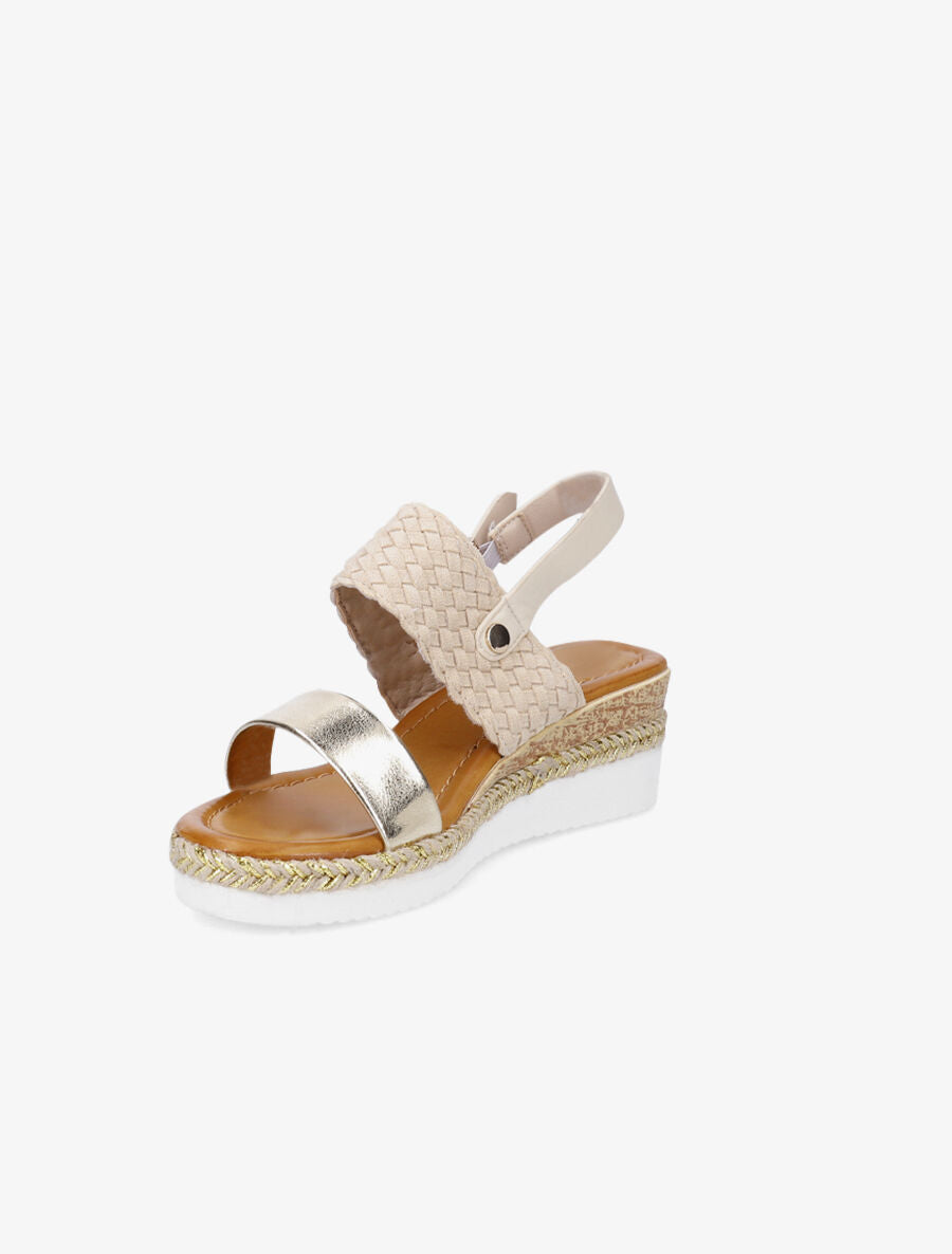 Sandales compensées tressées et irisées - Beige - 3