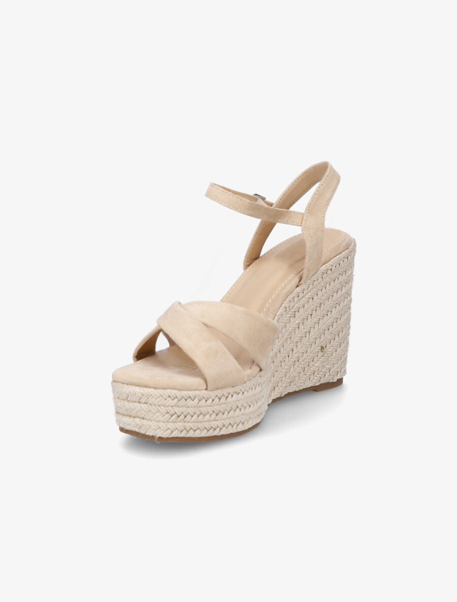Sandales compensées à plateforme - Beige - 3