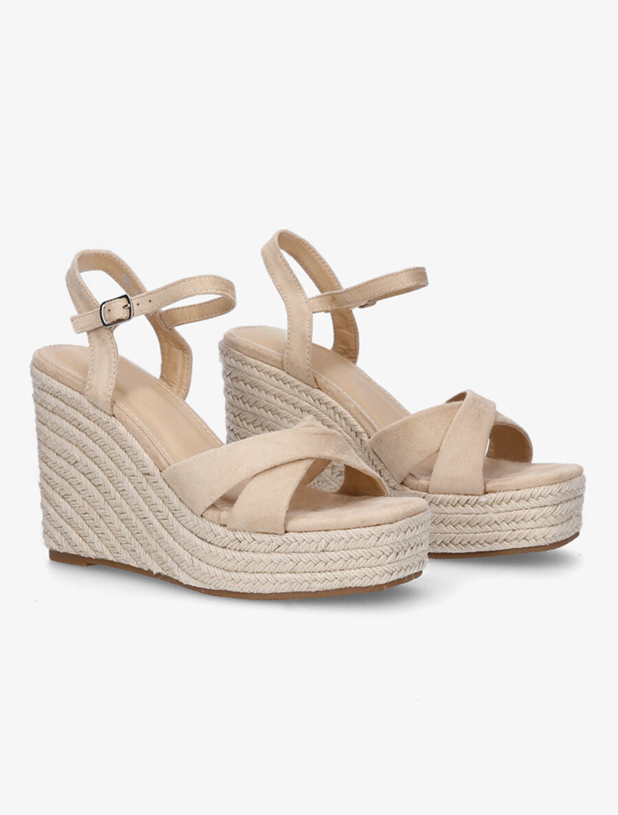 Sandales compensées à plateforme - Beige - 4