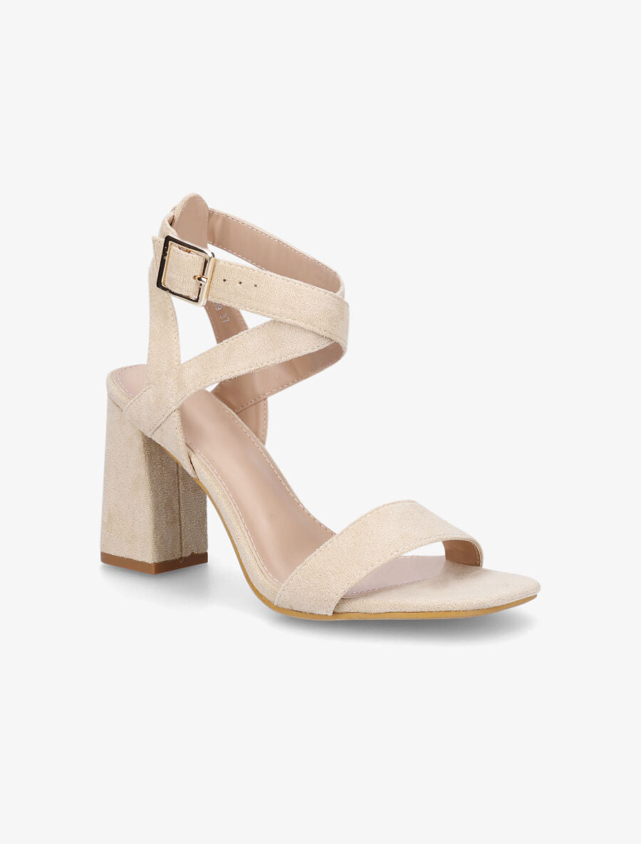 Sandales en suédine à brides croisées - Beige - 2