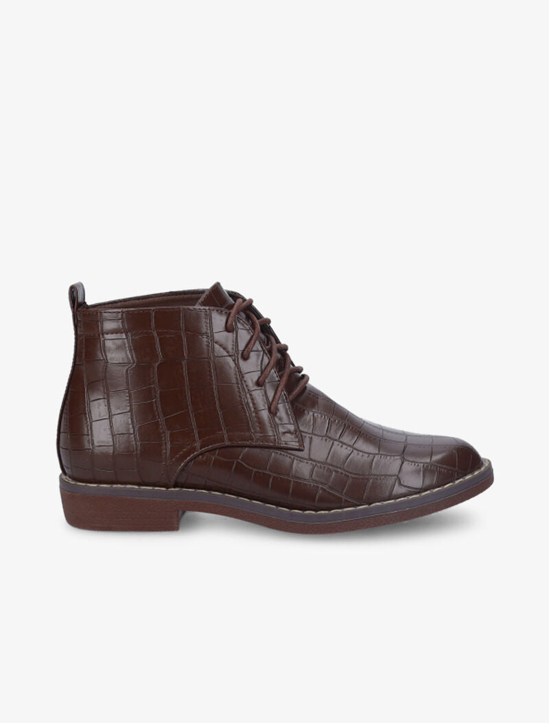 Derbies montantes vernies effet croco - Marron - 5