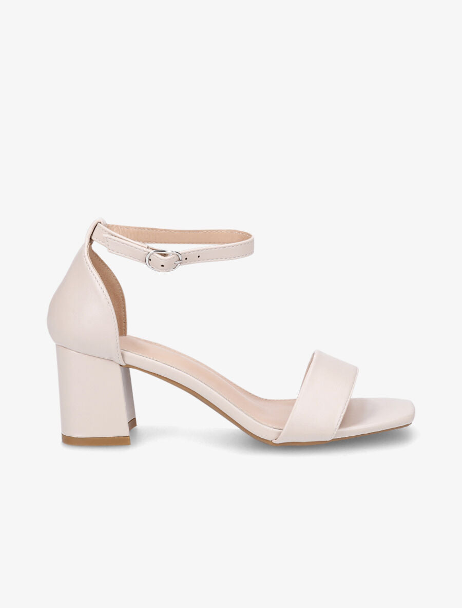 Sandales en simili à talon - Beige - 1