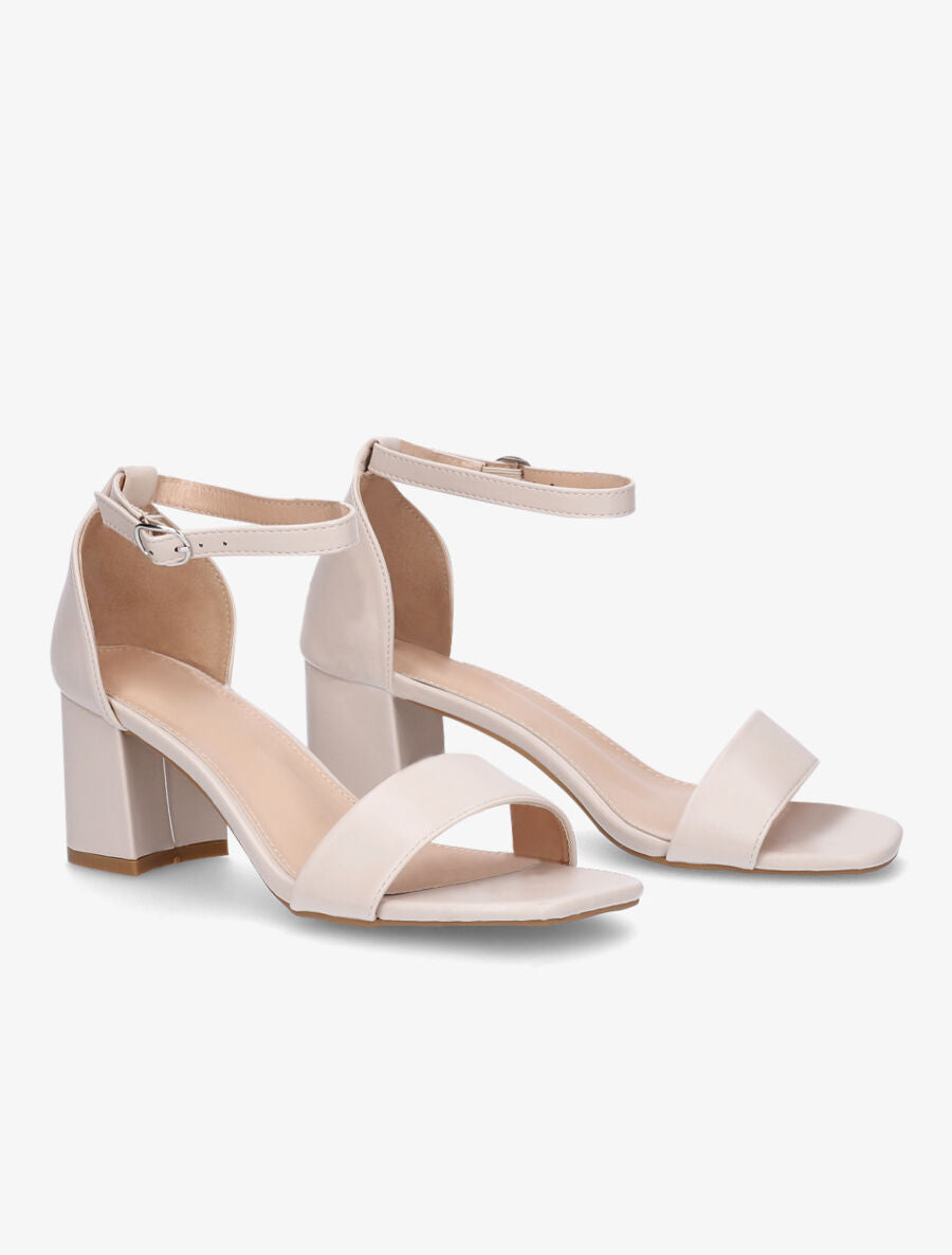 Sandales en simili à talon - Beige - 4