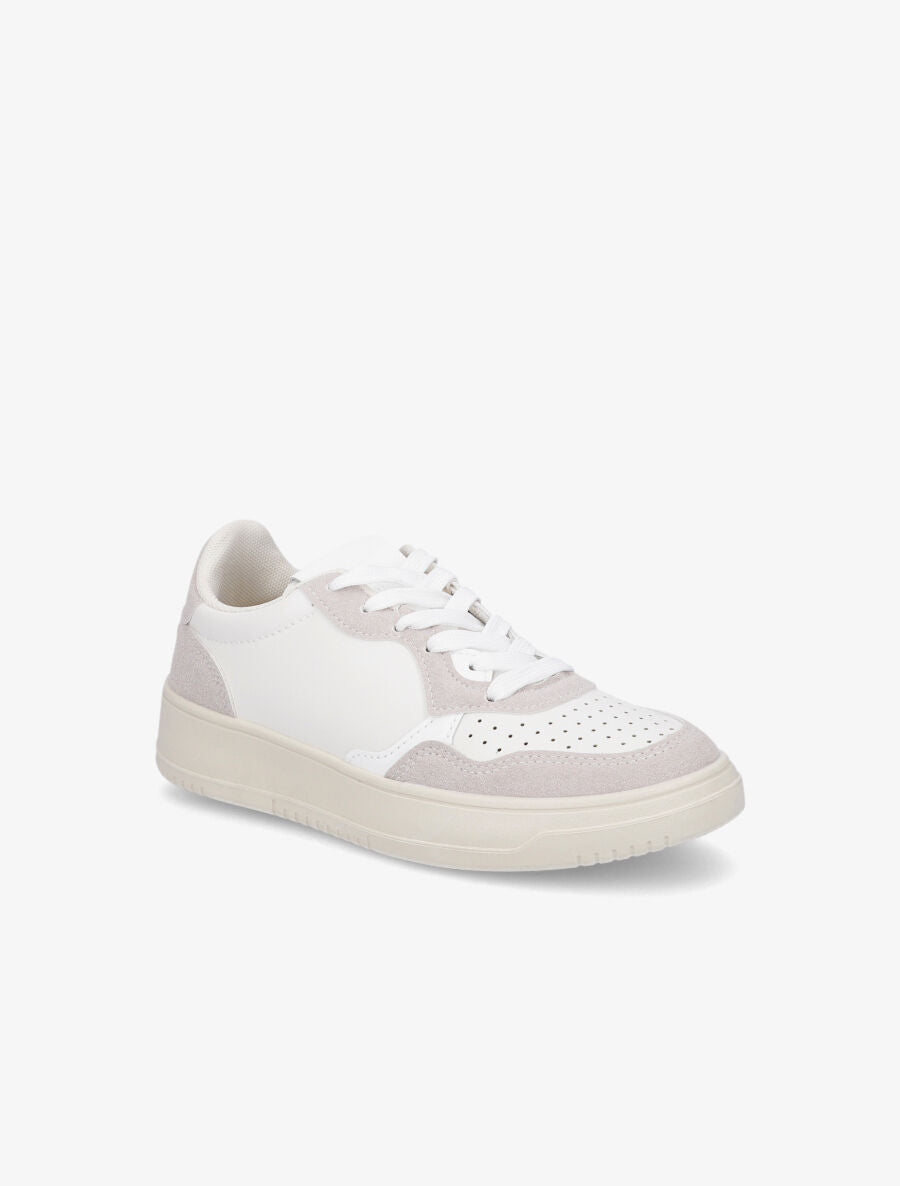 Sneakers bi-matière à bouts rond perforés - Gris - 2