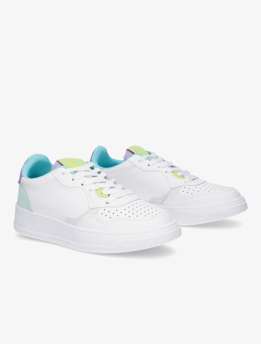 Sneakers en simili à bouts rond perforés - Violet - 4