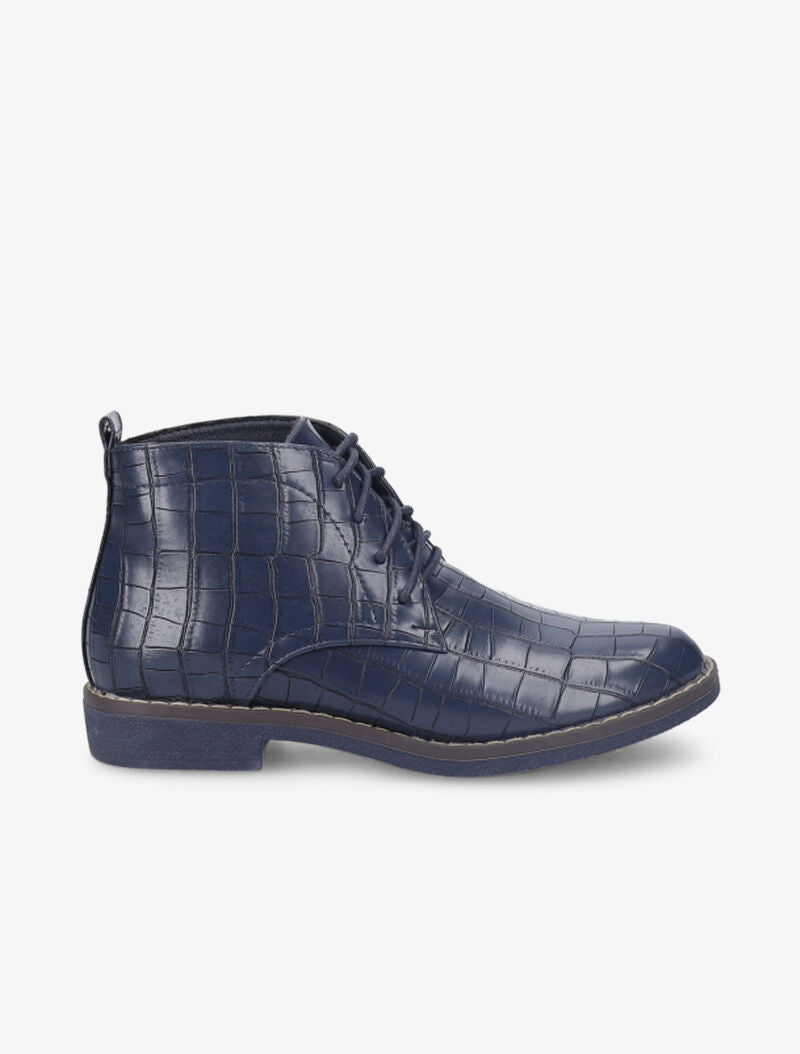 Derbies montantes vernies effet croco - Bleu - 5