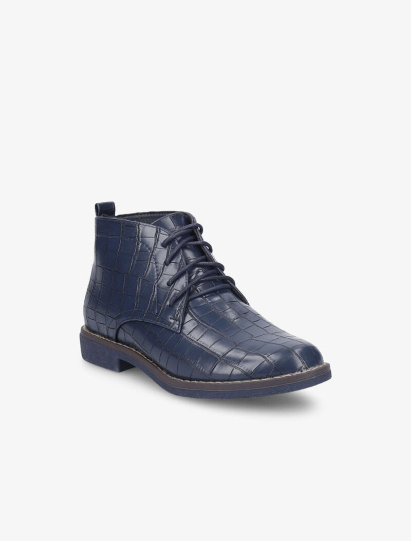 Derbies montantes vernies effet croco - Bleu - 2