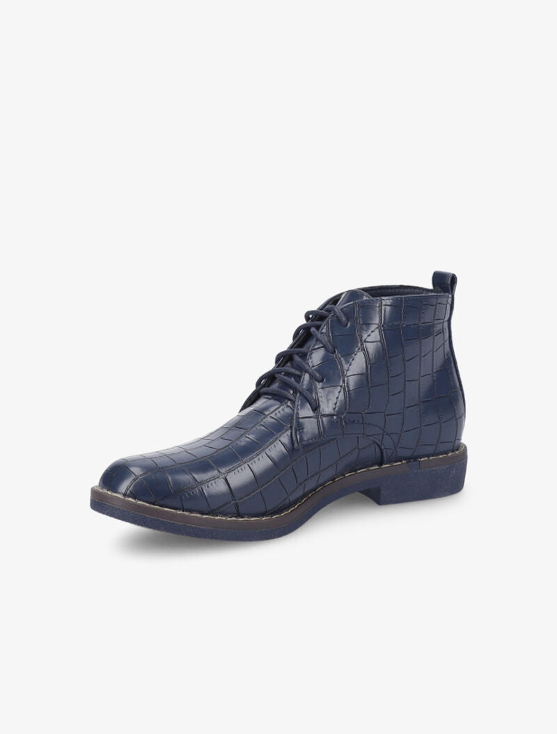 Derbies montantes vernies effet croco - Bleu - 3