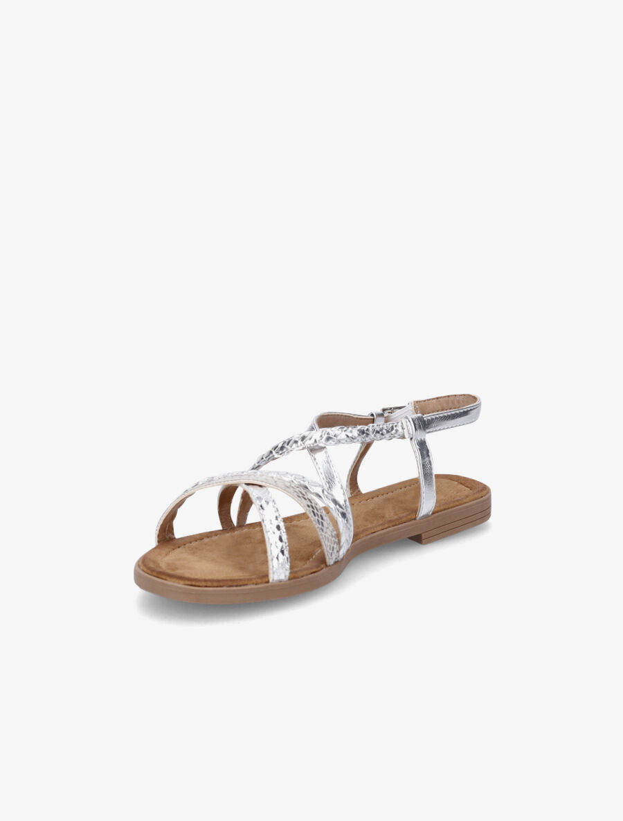 Nu-pieds brides entrelacées imprimé léopard et tressées - Argent - 3