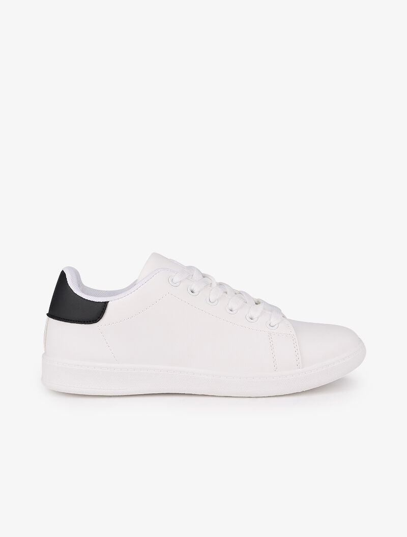 Sneakers à contrefort contrastant - Blanc/noir - 1