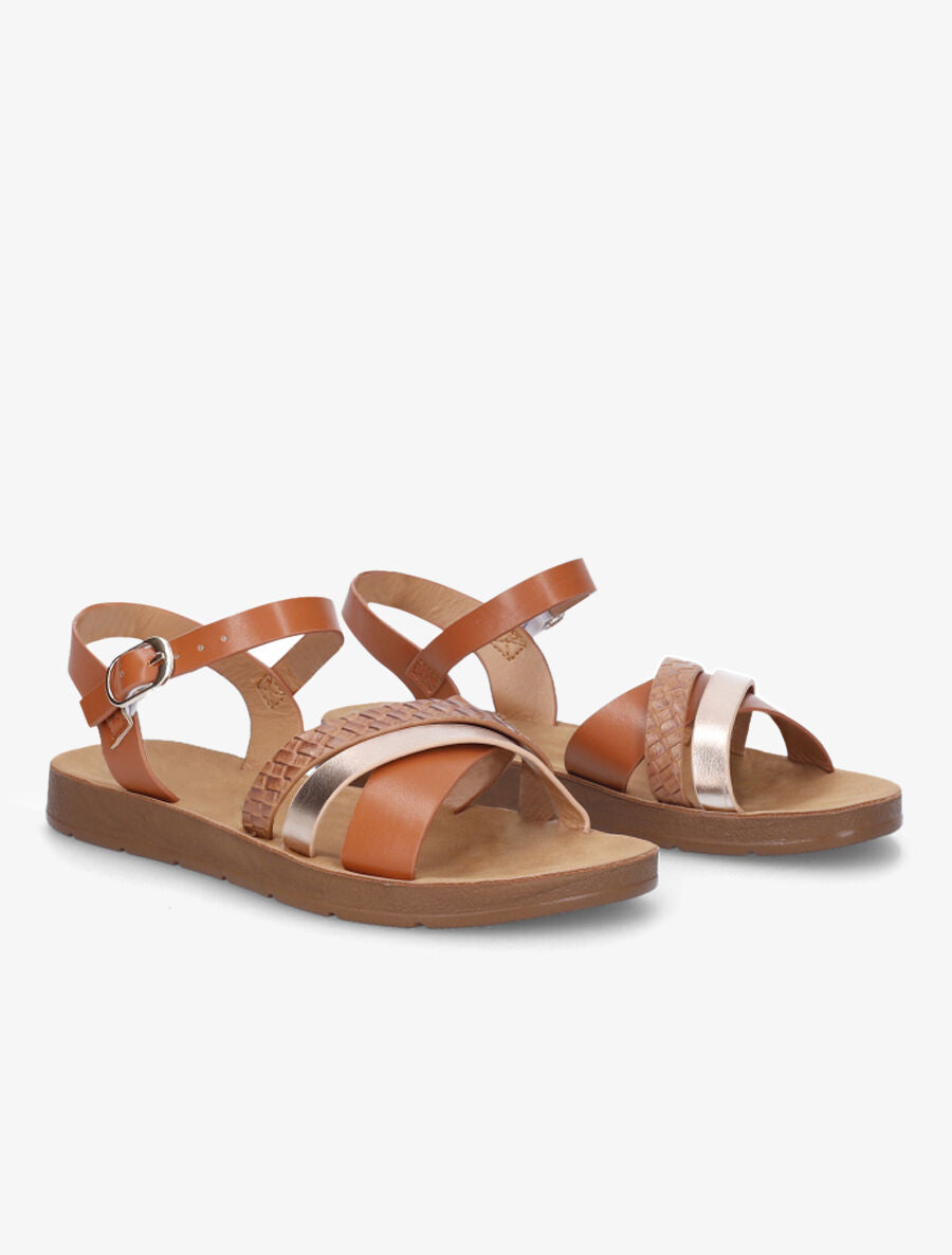 Nu-pieds à brides fantaisies - Camel - 4