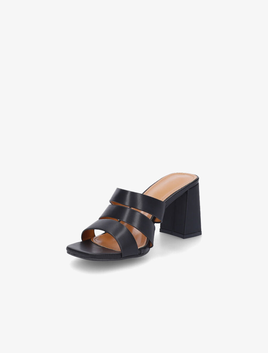 Mules en simili à triple lanières - Noir - 3