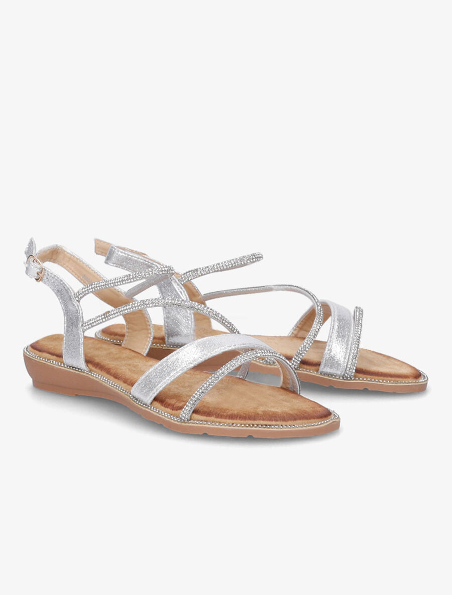 Nu-pieds en simili à strass - Argent - 4