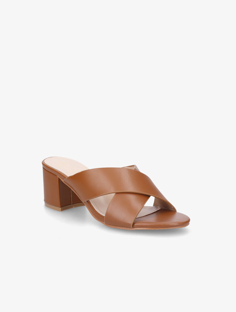 Mules à brides croisées - Camel - 2
