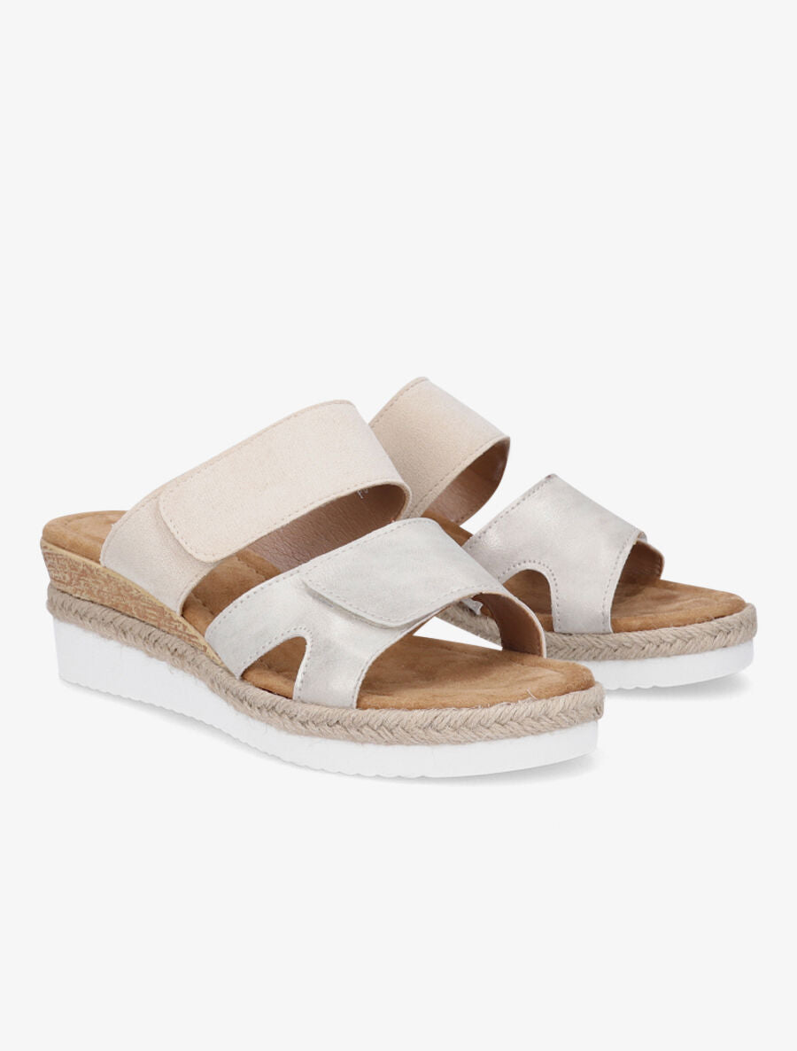 Mules compensées à scratch - Beige - 4