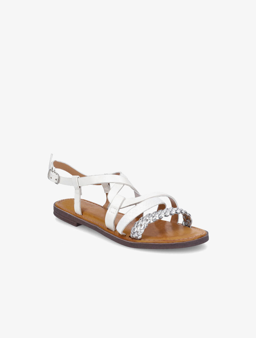 Nu-pieds croisés à tresse - Blanc - 2