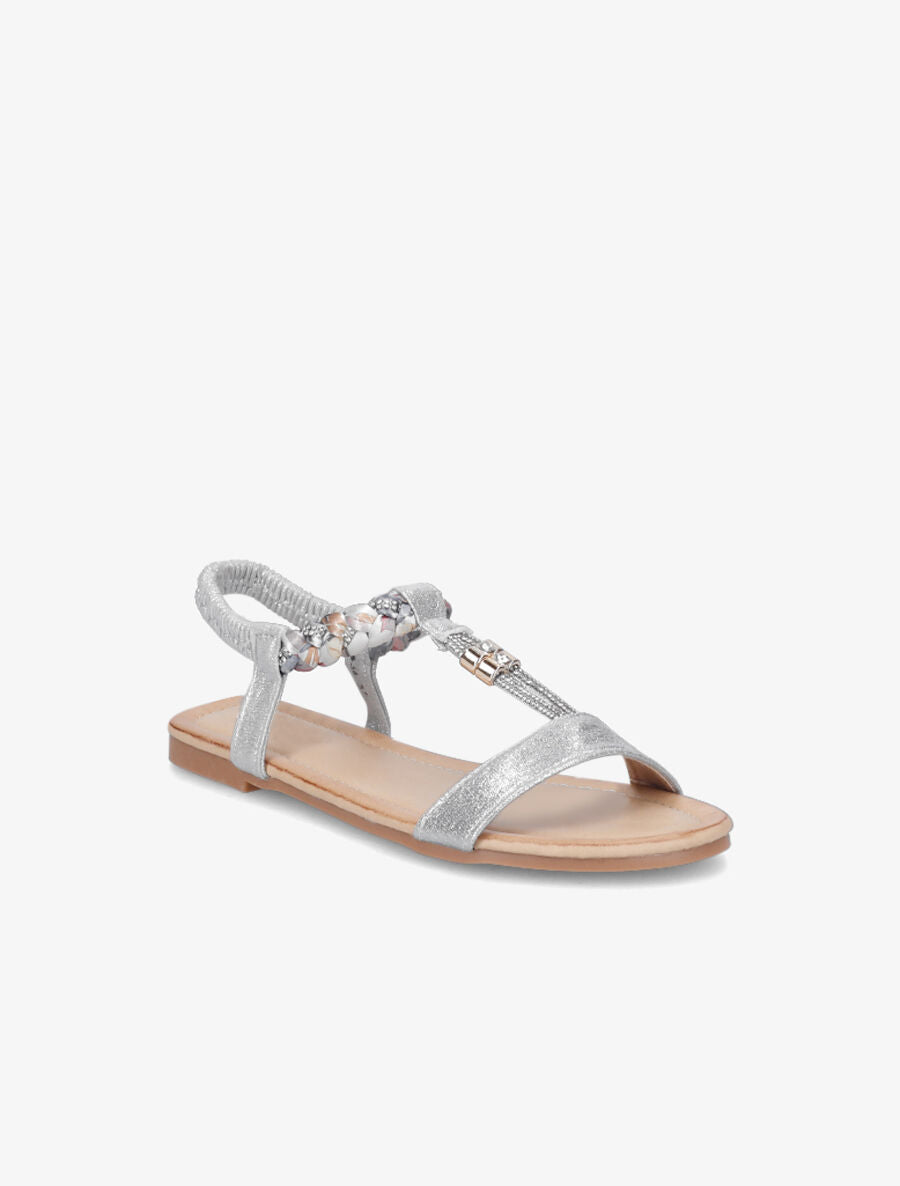 Nu-pieds irisés en T à strass - Argent - 2