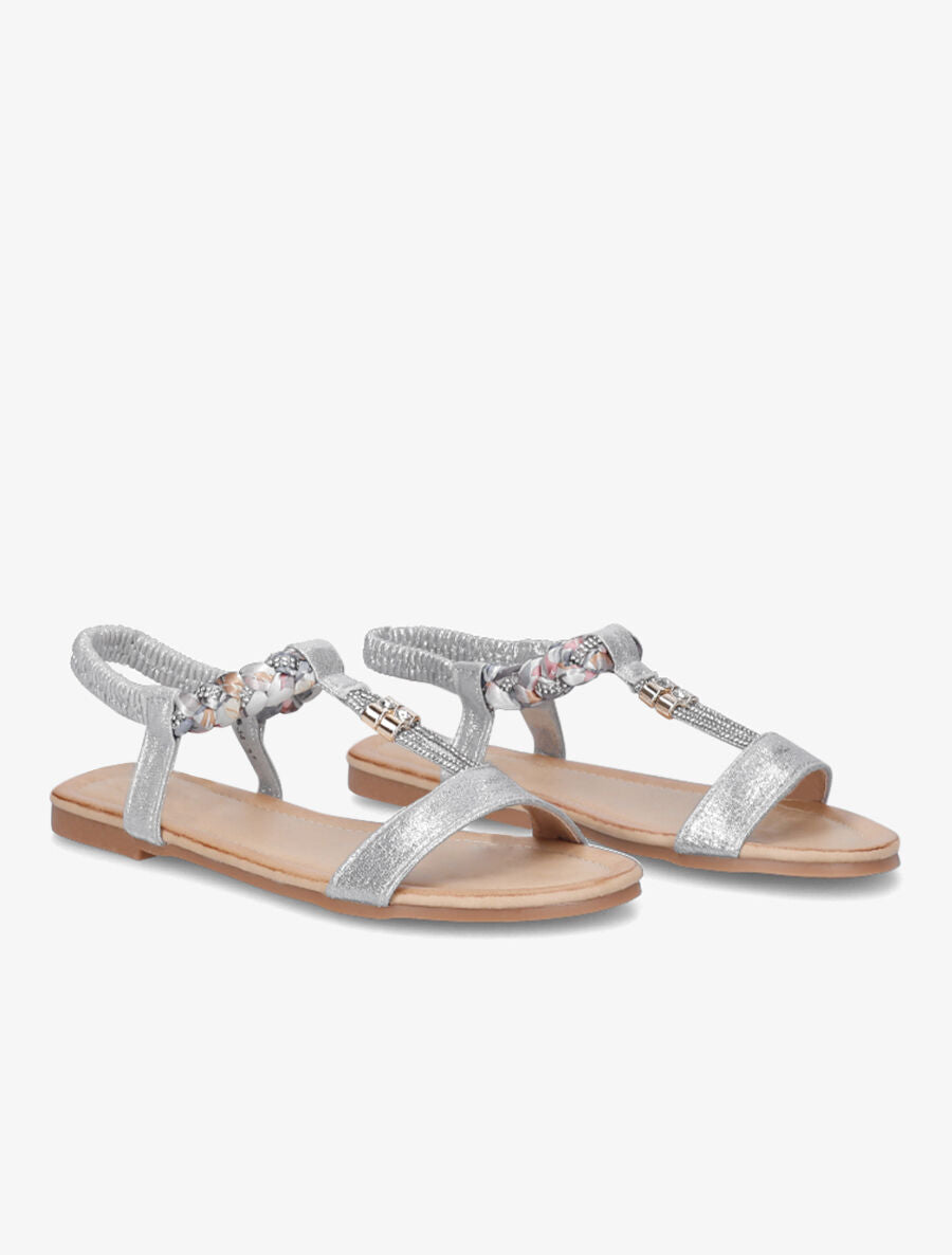 Nu-pieds irisés en T à strass - Argent - 4