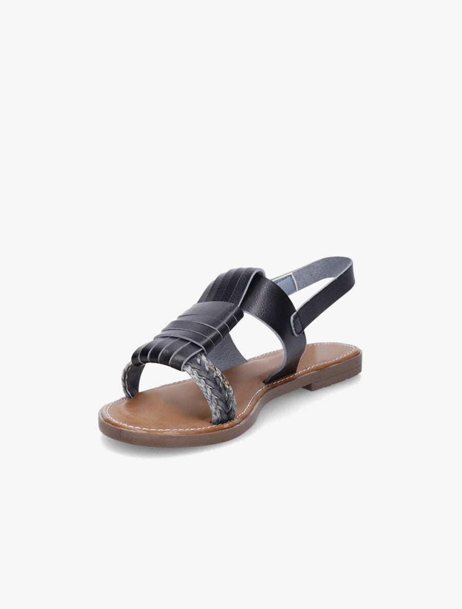 Nu-pieds à tresse en raphia - Noir - 3