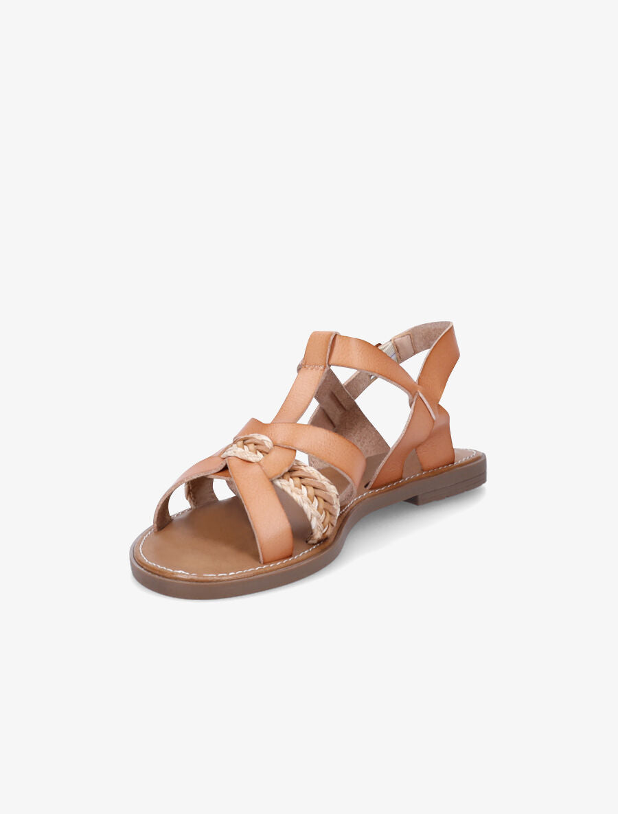 Nu-pieds en simili à tresse - Beige rosé - 3
