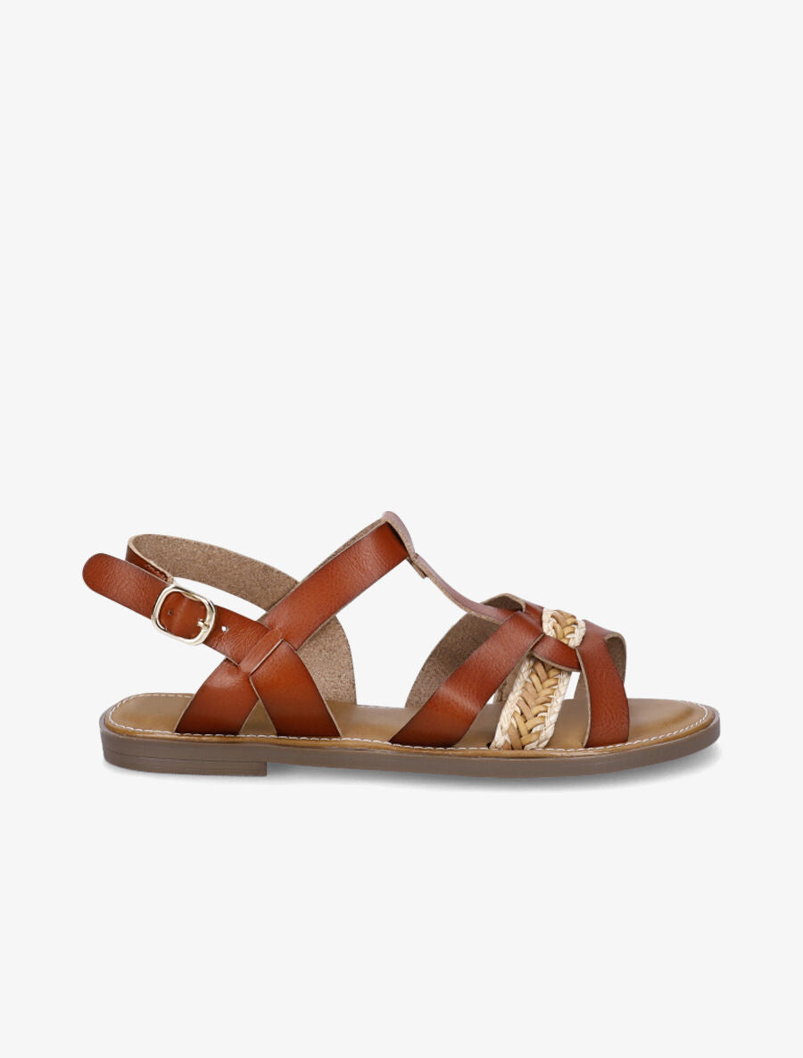 Nu-pieds en simili à tresse - Marron - 5