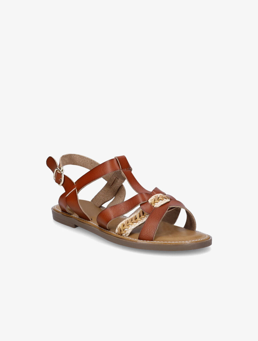 Nu-pieds en simili à tresse - Marron - 2