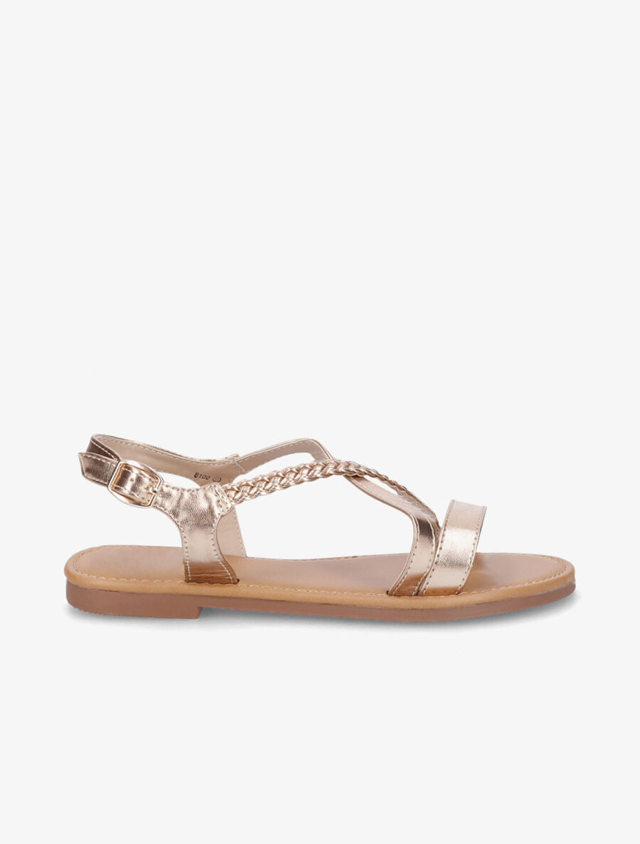 Nu-pieds en simili à bride tressée - Rose gold - 1