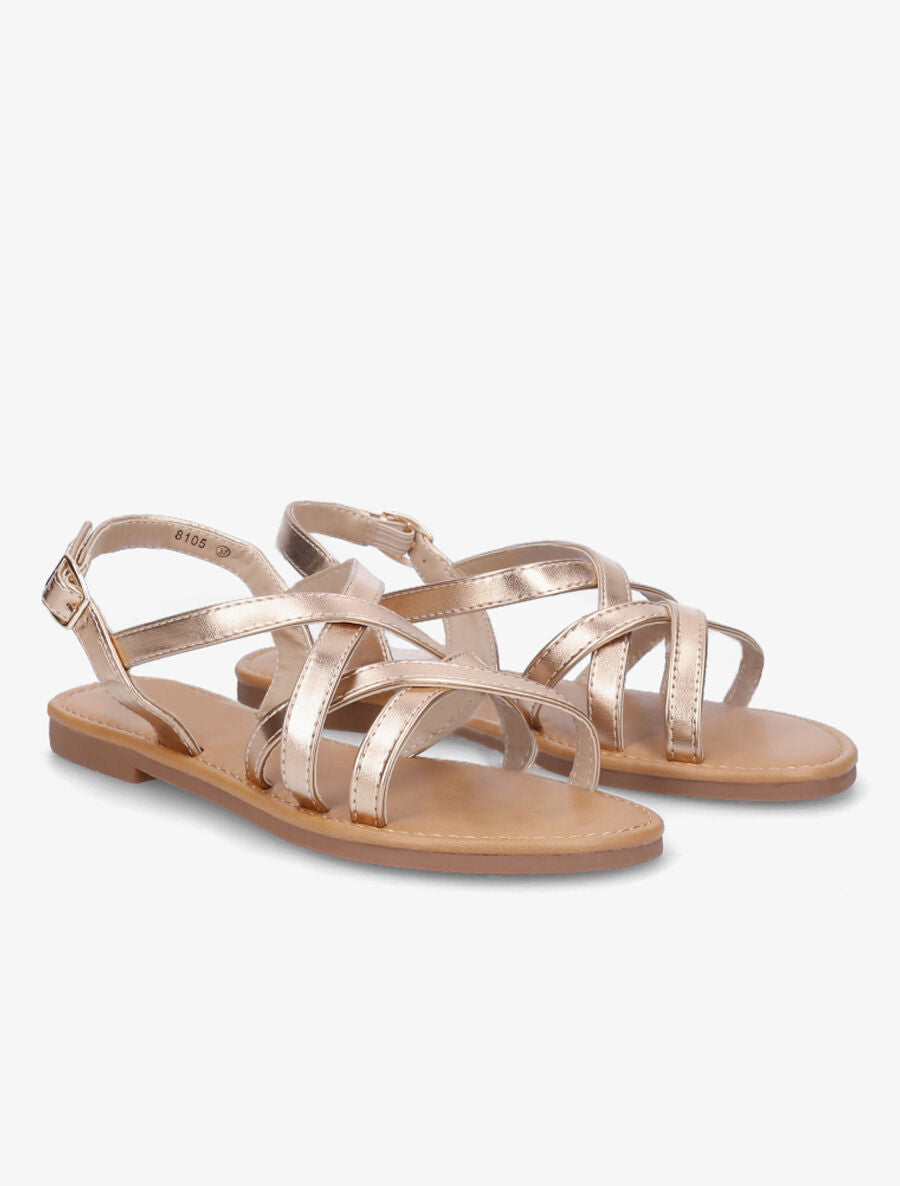 Nu-pieds brides entrelacées - Rose gold - 4