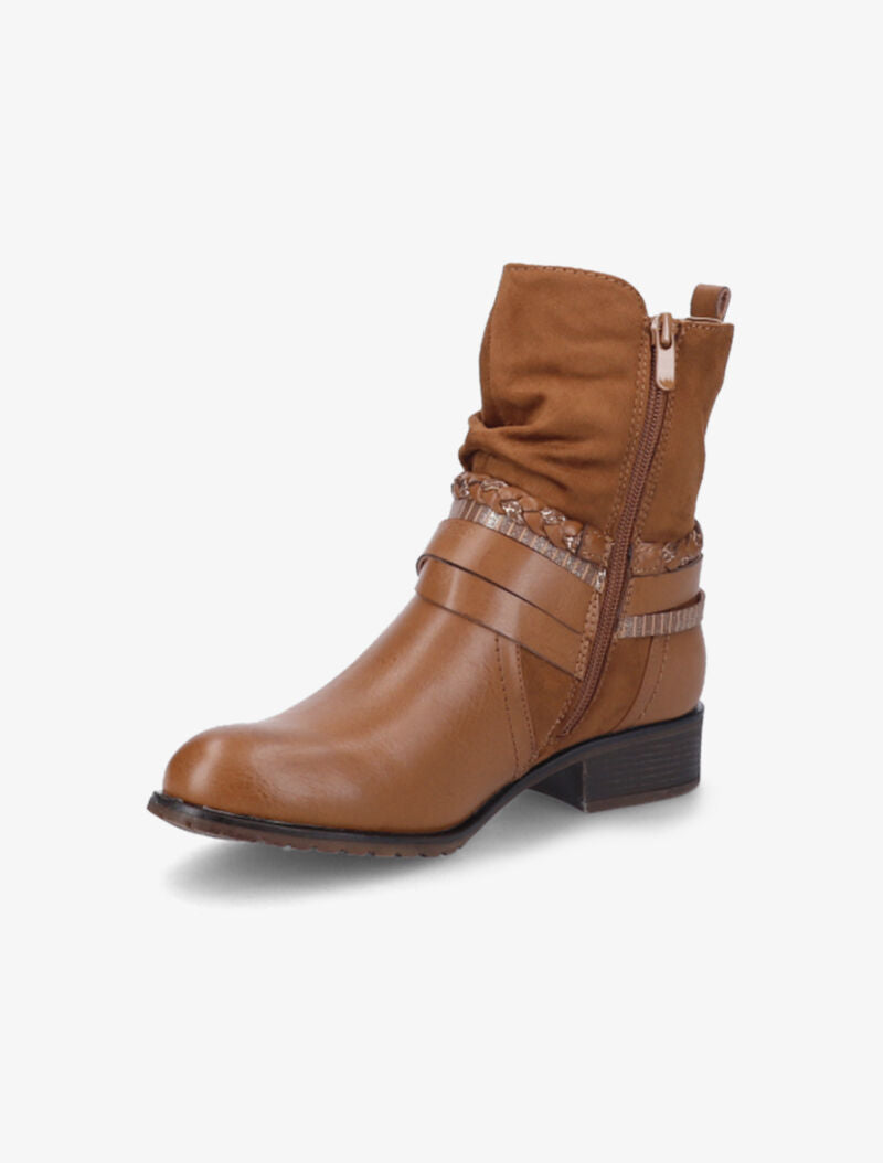 Bottines à brides stylisées - Camel - 3