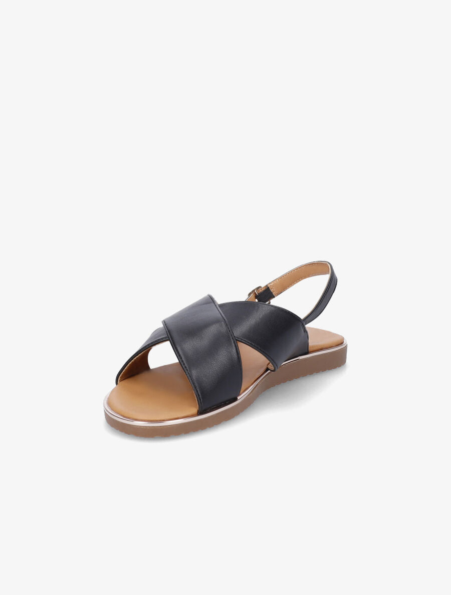 Nu-pieds croisés en simili - Noir - 3
